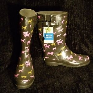 Womens  Brown Mid Calf Rainboots